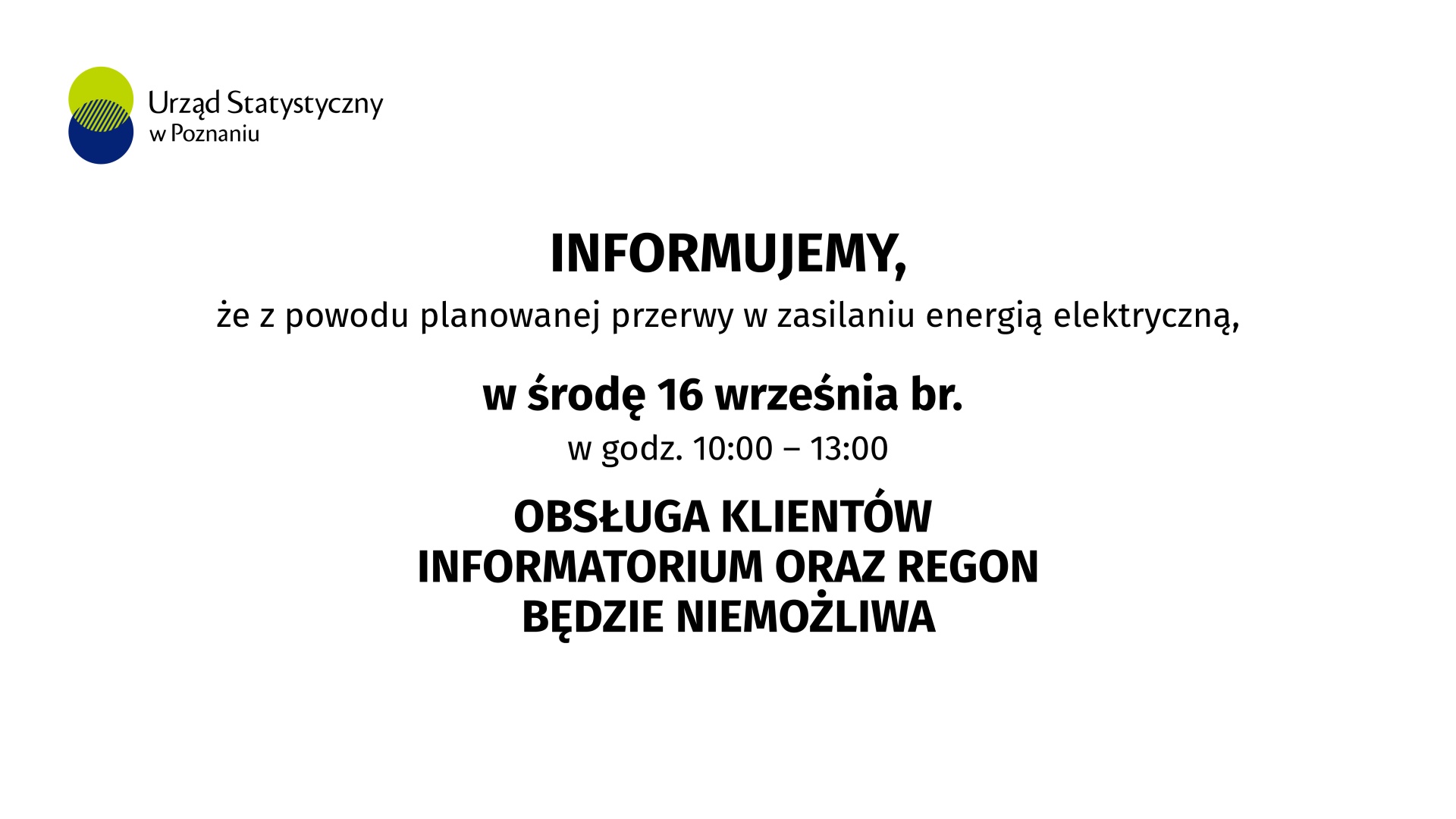 Informacja o pracy US w Poznaniu w dniu 16 września 2026 r.