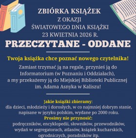 Plakat zbiórki książek Przeczytane - Oddane