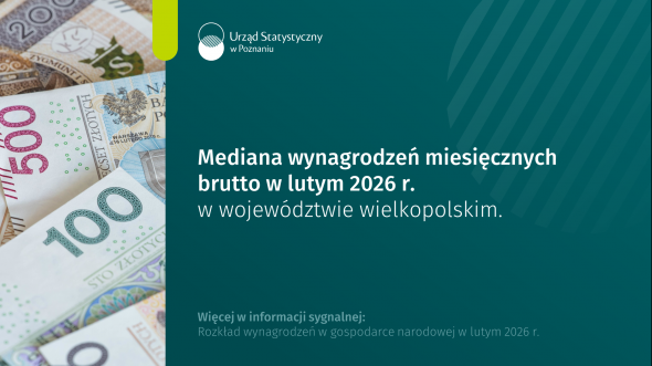 Mediana wynagrodzeń miesięcznych brutto w województwie wielkopolskim w lutym 2026 r.