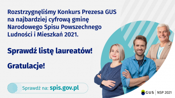 Informacja o rozstrzygnięciu konkursu Prezesa GUS na najbardziej cyfrową gminę NSP 2021