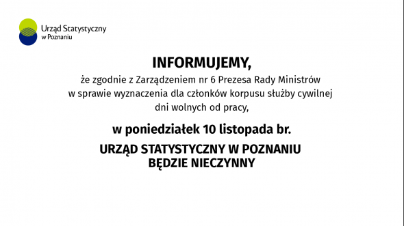10 listopada 2025 r. Urząd Statystyczny w Poznaniu będzie nieczynny